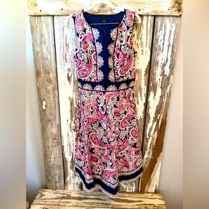 Talbots Fit & Flare Dress Pink & Navy size 6